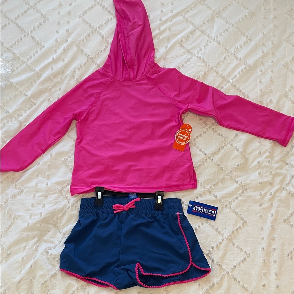 Wonder Nation Pink Rashguard and Blue Shorts Set NWT